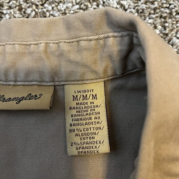 Wrangler Shirt Womens Medium Brown Western Pearl Snap Rodeo Long Sleeve Khaki - Picture 6 of 12